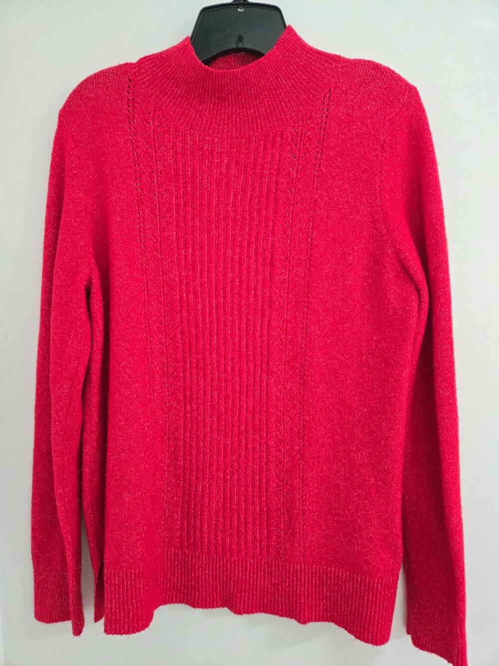 Old Navy Women's Red Knit Mock Neck Sweater Cotton Blend Pullover Size Small